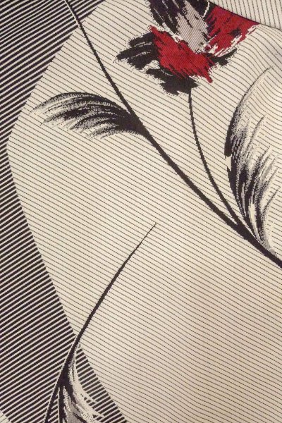 画像3: O0718H 女性用織  シルク（正絹） 灰色, 花 【中古】【USED】【リサイクル】 ★☆☆☆☆【O0718H】 (3)