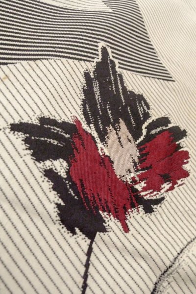 画像8: O0718H 女性用織  シルク（正絹） 灰色, 花 【中古】【USED】【リサイクル】 ★☆☆☆☆【O0718H】 (8)