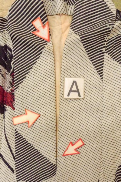 画像14: O0718H 女性用織  シルク（正絹） 灰色, 花 【中古】【USED】【リサイクル】 ★☆☆☆☆【O0718H】 (14)