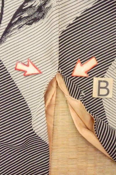 画像15: O0718H 女性用織  シルク（正絹） 灰色, 花 【中古】【USED】【リサイクル】 ★☆☆☆☆【O0718H】 (15)