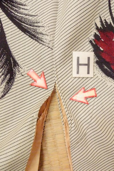 画像21: O0718H 女性用織  シルク（正絹） 灰色, 花 【中古】【USED】【リサイクル】 ★☆☆☆☆【O0718H】 (21)