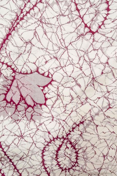 画像4: O0718I 女性用織  シルク（正絹） 白, バラ 【中古】【USED】【リサイクル】 ★★☆☆☆【O0718I】 (4)