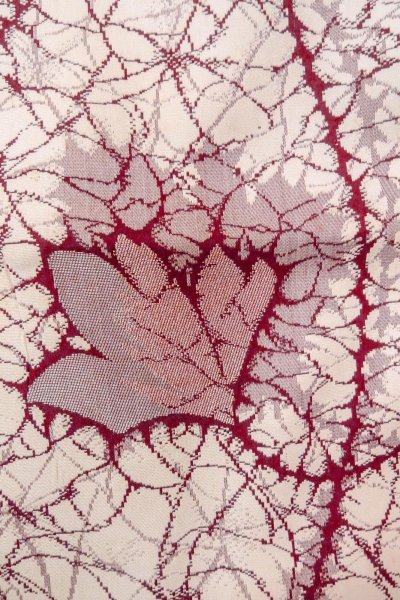 画像6: O0718I 女性用織  シルク（正絹） 白, バラ 【中古】【USED】【リサイクル】 ★★☆☆☆【O0718I】 (6)