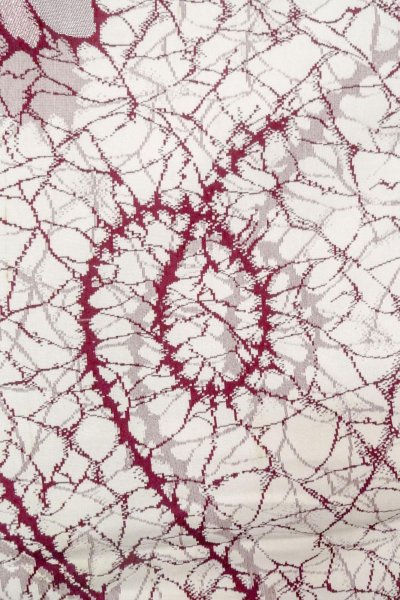 画像7: O0718I 女性用織  シルク（正絹） 白, バラ 【中古】【USED】【リサイクル】 ★★☆☆☆【O0718I】 (7)