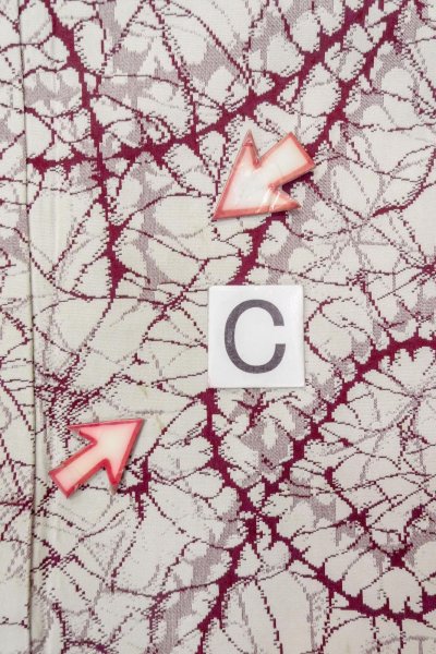 画像16: O0718I 女性用織  シルク（正絹） 白, バラ 【中古】【USED】【リサイクル】 ★★☆☆☆【O0718I】 (16)