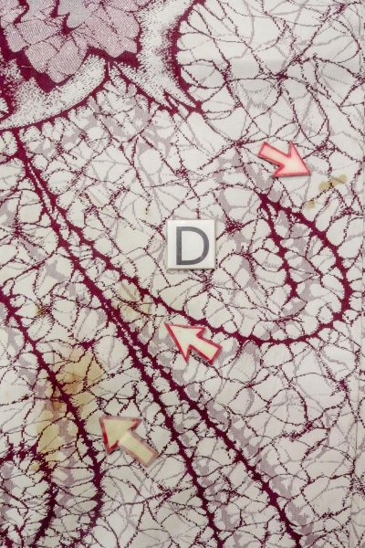 画像17: O0718I 女性用織  シルク（正絹） 白, バラ 【中古】【USED】【リサイクル】 ★★☆☆☆【O0718I】 (17)