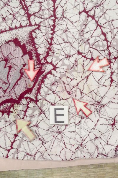 画像18: O0718I 女性用織  シルク（正絹） 白, バラ 【中古】【USED】【リサイクル】 ★★☆☆☆【O0718I】 (18)