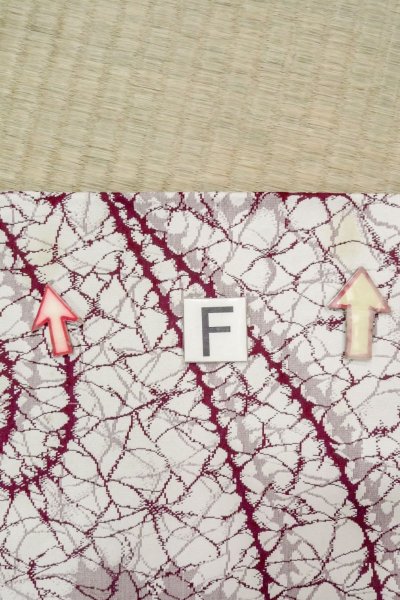 画像19: O0718I 女性用織  シルク（正絹） 白, バラ 【中古】【USED】【リサイクル】 ★★☆☆☆【O0718I】 (19)