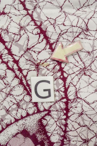 画像20: O0718I 女性用織  シルク（正絹） 白, バラ 【中古】【USED】【リサイクル】 ★★☆☆☆【O0718I】 (20)