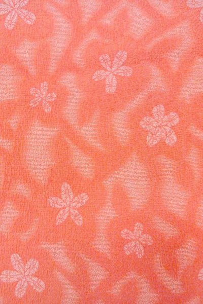 画像5: O0718J 女性用織  シルク(正絹) 薄い珊瑚色, 花 【中古】【USED】【リサイクル】 ★★★☆☆【O0718J】 (5)