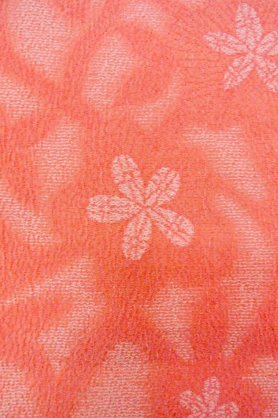 画像6: O0718J 女性用織  シルク(正絹) 薄い珊瑚色, 花 【中古】【USED】【リサイクル】 ★★★☆☆【O0718J】 (6)