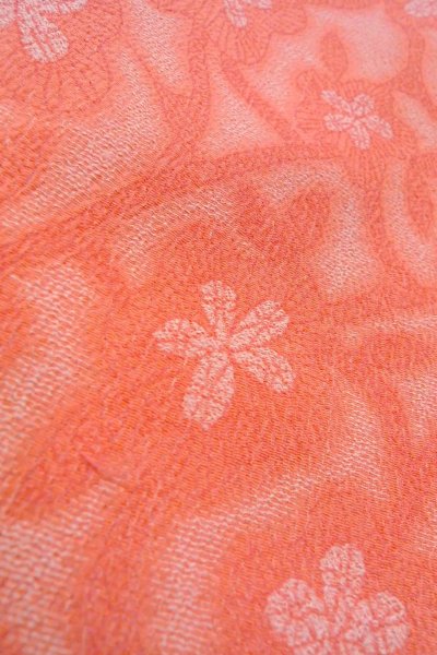 画像10: O0718J 女性用織  シルク(正絹) 薄い珊瑚色, 花 【中古】【USED】【リサイクル】 ★★★☆☆【O0718J】 (10)