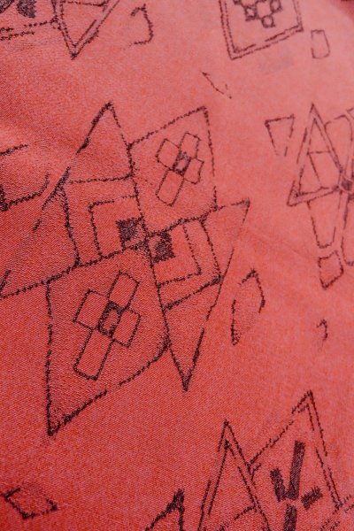 画像9: O0718K 女性用織  シルク（正絹） 赤色, 菱 【中古】【USED】【リサイクル】 ★★★★☆【O0718K】 (9)