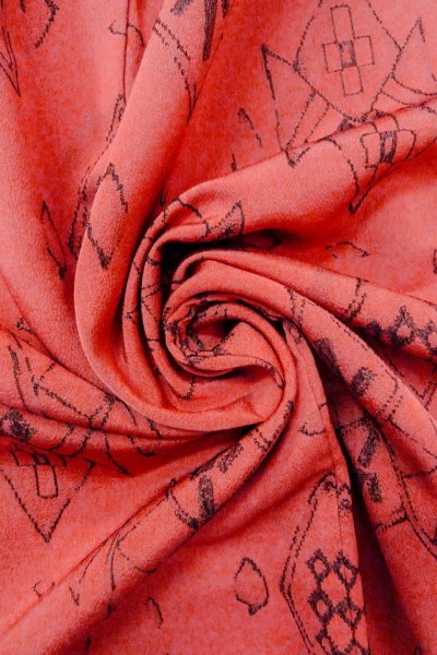 画像12: O0718K 女性用織  シルク（正絹） 赤色, 菱 【中古】【USED】【リサイクル】 ★★★★☆【O0718K】 (12)