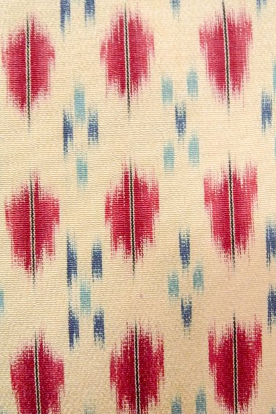 画像7: O0718L 女性用織  シルク（正絹） 白, 幾何学模様 【中古】【USED】【リサイクル】 ★★★☆☆【O0718L】 (7)