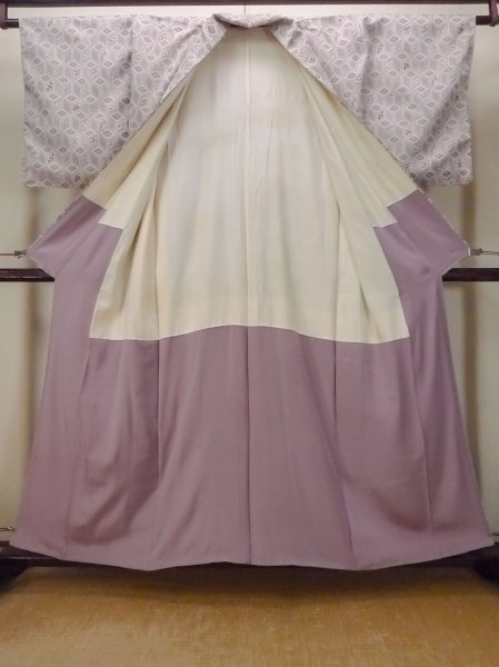 画像2: O0718M 女性用織  シルク（正絹） アイボリー, 花 【中古】【USED】【リサイクル】 ★★☆☆☆【O0718M】 (2)