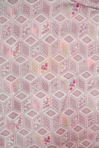 画像3: O0718M 女性用織  シルク（正絹） アイボリー, 花 【中古】【USED】【リサイクル】 ★★☆☆☆【O0718M】 (3)