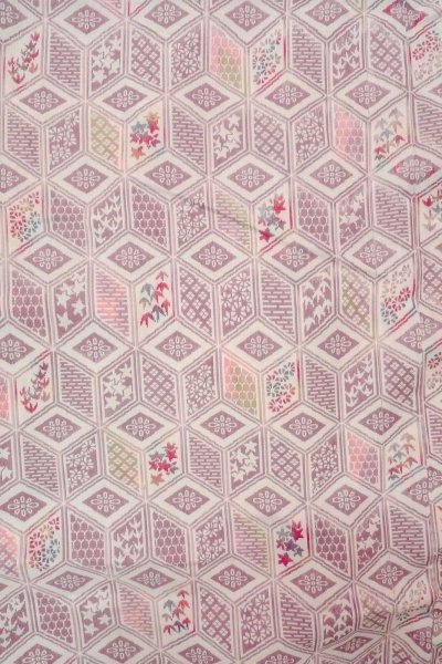 画像4: O0718M 女性用織  シルク（正絹） アイボリー, 花 【中古】【USED】【リサイクル】 ★★☆☆☆【O0718M】 (4)