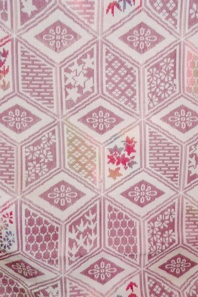 画像5: O0718M 女性用織  シルク（正絹） アイボリー, 花 【中古】【USED】【リサイクル】 ★★☆☆☆【O0718M】 (5)