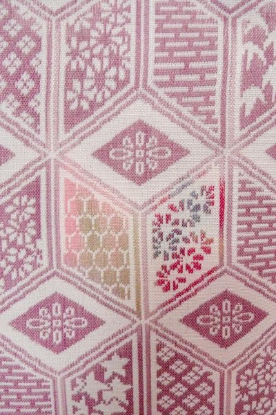 画像6: O0718M 女性用織  シルク（正絹） アイボリー, 花 【中古】【USED】【リサイクル】 ★★☆☆☆【O0718M】 (6)