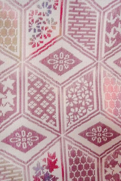 画像7: O0718M 女性用織  シルク（正絹） アイボリー, 花 【中古】【USED】【リサイクル】 ★★☆☆☆【O0718M】 (7)