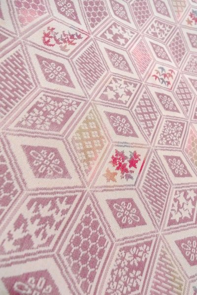 画像8: O0718M 女性用織  シルク（正絹） アイボリー, 花 【中古】【USED】【リサイクル】 ★★☆☆☆【O0718M】 (8)