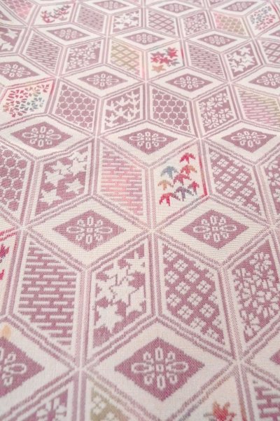 画像10: O0718M 女性用織  シルク（正絹） アイボリー, 花 【中古】【USED】【リサイクル】 ★★☆☆☆【O0718M】 (10)