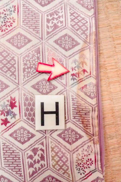 画像21: O0718M 女性用織  シルク（正絹） アイボリー, 花 【中古】【USED】【リサイクル】 ★★☆☆☆【O0718M】 (21)