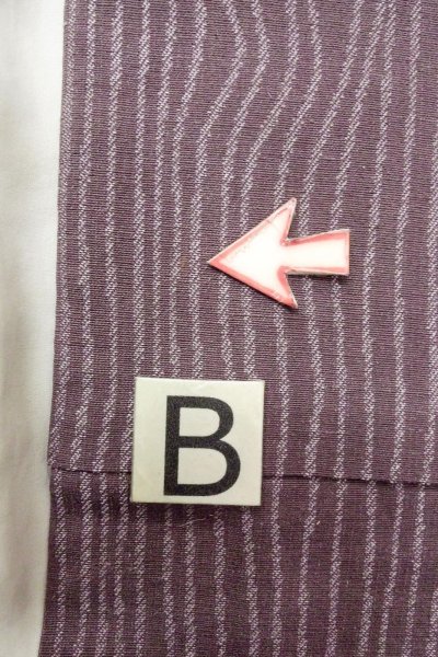 画像14: O0718P 女性用織  シルク(正絹) 灰色がかった紫色, 木目 【中古】【USED】【リサイクル】 ★★★☆☆【O0718P】 (14)