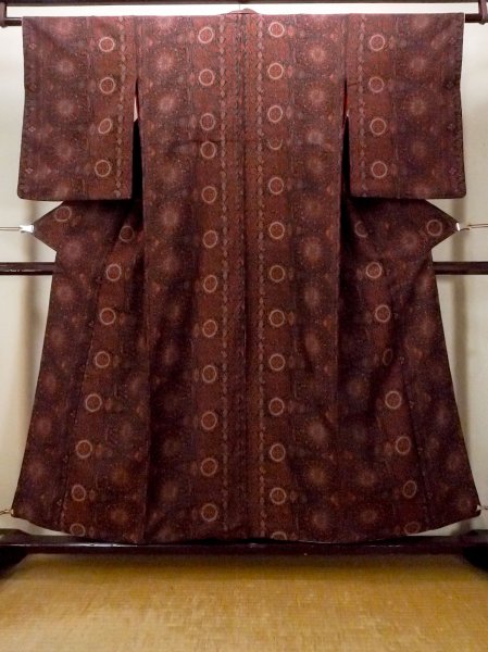 画像1: O0718R 女性用織  シルク(正絹) 黒, 更紗 【中古】【USED】【リサイクル】 ★★★☆☆【O0718R】 (1)