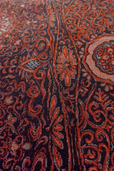 画像9: O0718R 女性用織  シルク(正絹) 黒, 更紗 【中古】【USED】【リサイクル】 ★★★☆☆【O0718R】 (9)