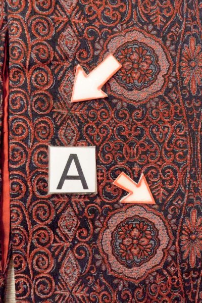 画像14: O0718R 女性用織  シルク(正絹) 黒, 更紗 【中古】【USED】【リサイクル】 ★★★☆☆【O0718R】 (14)