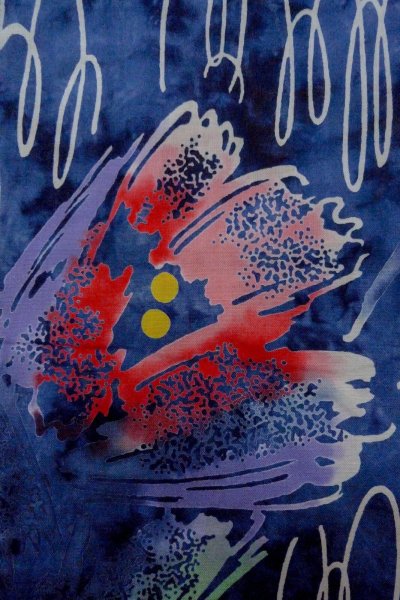 画像5: O0718T 女性用注染浴衣  綿 藍, 花 【中古】【USED】【リサイクル】 ★★★☆☆【O0718T】 (5)