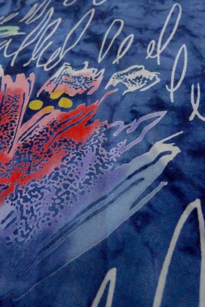 画像8: O0718T 女性用注染浴衣  綿 藍, 花 【中古】【USED】【リサイクル】 ★★★☆☆【O0718T】 (8)