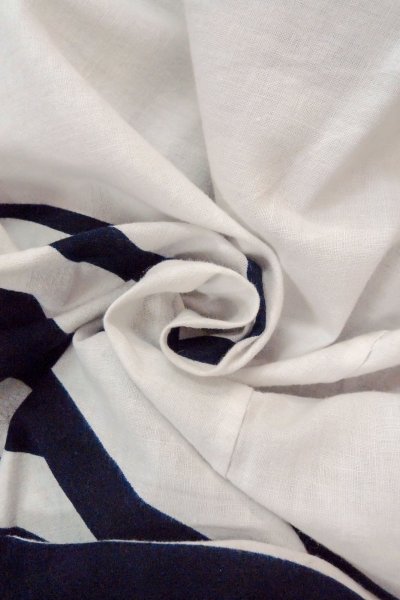 画像12: O0718U 女性用浴衣(日本製)  綿 白, 線 【中古】【USED】【リサイクル】 ★★☆☆☆【O0718U】 (12)