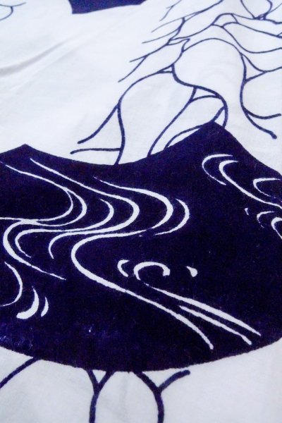 画像8: O0718V 女性用浴衣(日本製)  綿 白, 桐 【中古】【USED】【リサイクル】 ★★☆☆☆【O0718V】 (8)