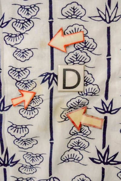 画像17: O0718W 女性用浴衣(日本製)  綿 白, 椿 【中古】【USED】【リサイクル】 ★★☆☆☆【O0718W】 (17)