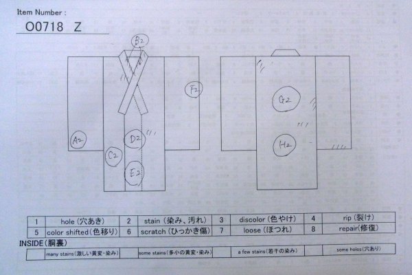 画像13: O0718Z 女性用浴衣(日本製)  綿 白, 線 【中古】【USED】【リサイクル】 ★★☆☆☆【O0718Z】 (13)