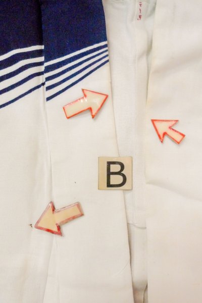 画像15: O0718Z 女性用浴衣(日本製)  綿 白, 線 【中古】【USED】【リサイクル】 ★★☆☆☆【O0718Z】 (15)