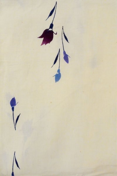 画像4: O0719A 女性用注染浴衣  綿 アイボリー, 花 【中古】【USED】【リサイクル】 ★☆☆☆☆【O0719A】 (4)