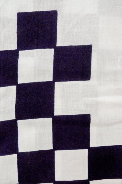 画像6: O0719B 女性用浴衣(日本製)  綿 白, 四角 【中古】【USED】【リサイクル】 ★★☆☆☆【O0719B】 (6)