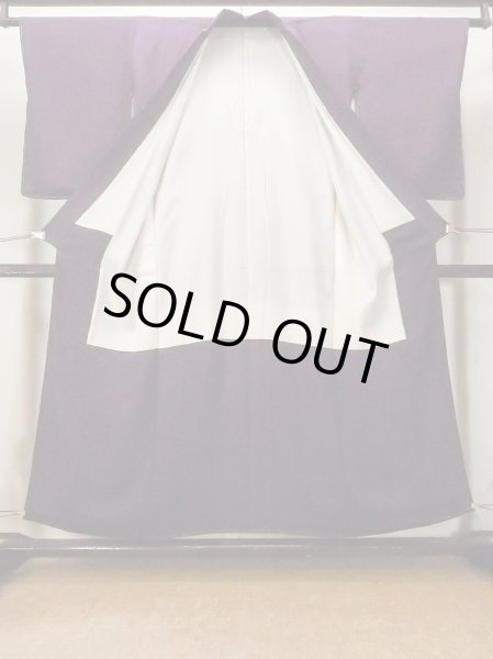 画像2: O0805B 女性用色無地  シルク（正絹） 紫色, 線 【中古】【USED】【リサイクル】 ★★★☆☆【O0805B】 (2)