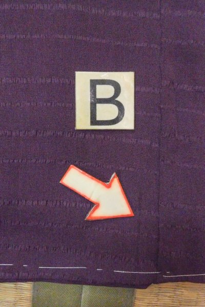 画像15: O0805B 女性用色無地  シルク（正絹） 紫色, 線 【中古】【USED】【リサイクル】 ★★★☆☆【O0805B】 (15)