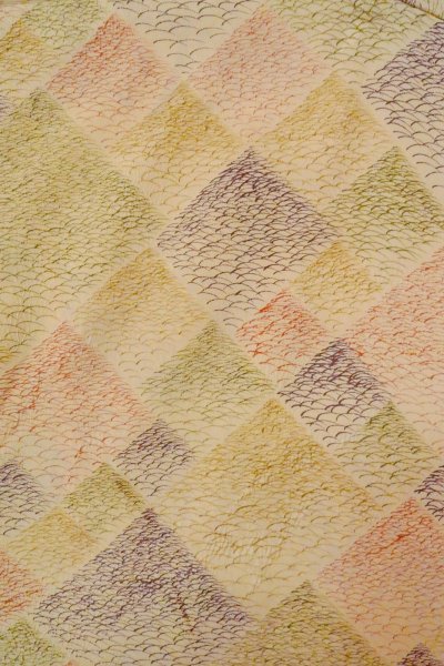 画像3: O0805C 女性用小紋  シルク（正絹） ベージュ, 芝草 【中古】【USED】【リサイクル】 ★★★★☆【O0805C】 (3)