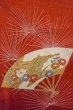 画像8: O0805D 女性用付下げ  シルク（正絹） 深い朱赤, 菊 【中古】【USED】【リサイクル】 ★★★★☆【O0805D】 (8)