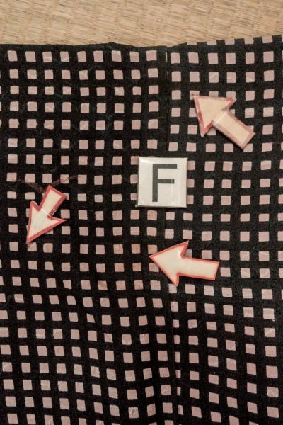 画像19: O0805G 女性用羽織  シルク（正絹） 黒, チェック柄 【中古】【USED】【リサイクル】 ★★☆☆☆【O0805G】 (19)