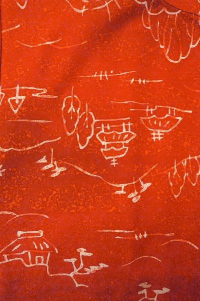 画像3: O0805H 女性用羽織  シルク（正絹） 朱赤, 家 【中古】【USED】【リサイクル】 ★★★★☆【O0805H】 (3)