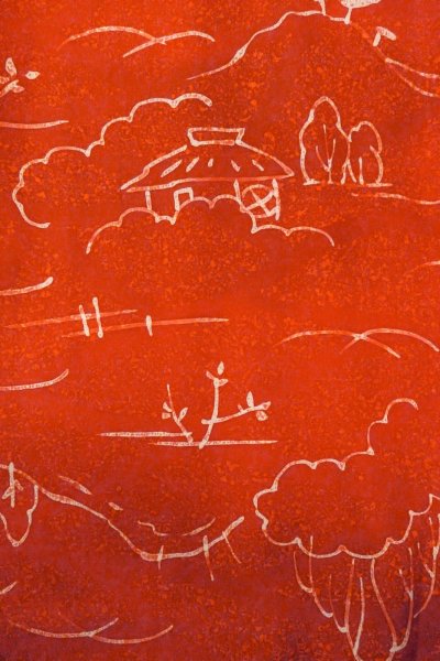 画像4: O0805H 女性用羽織  シルク（正絹） 朱赤, 家 【中古】【USED】【リサイクル】 ★★★★☆【O0805H】 (4)