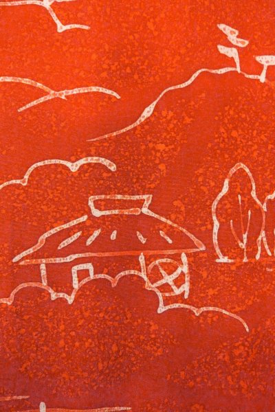 画像6: O0805H 女性用羽織  シルク（正絹） 朱赤, 家 【中古】【USED】【リサイクル】 ★★★★☆【O0805H】 (6)