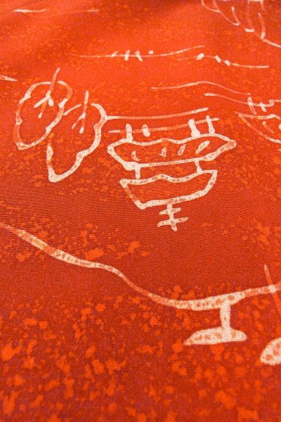 画像10: O0805H 女性用羽織  シルク（正絹） 朱赤, 家 【中古】【USED】【リサイクル】 ★★★★☆【O0805H】 (10)